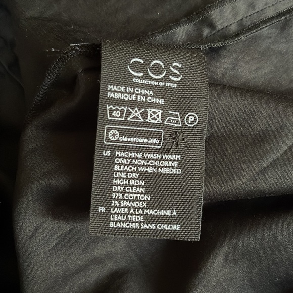 NEW COS slit front neckline top. Exaggerated sleeve cuffs. Polished cotton. - Picture 7 of 8